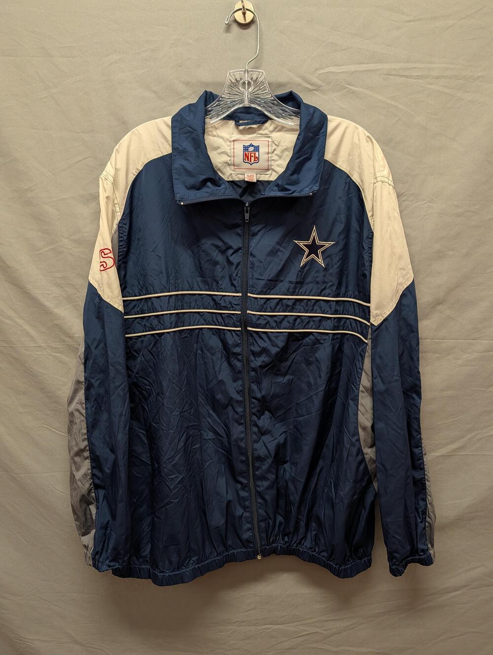 Dallas Cowboys Jacket Mens XL Navy Blue Gray NFL Football Full Zip Windbreaker